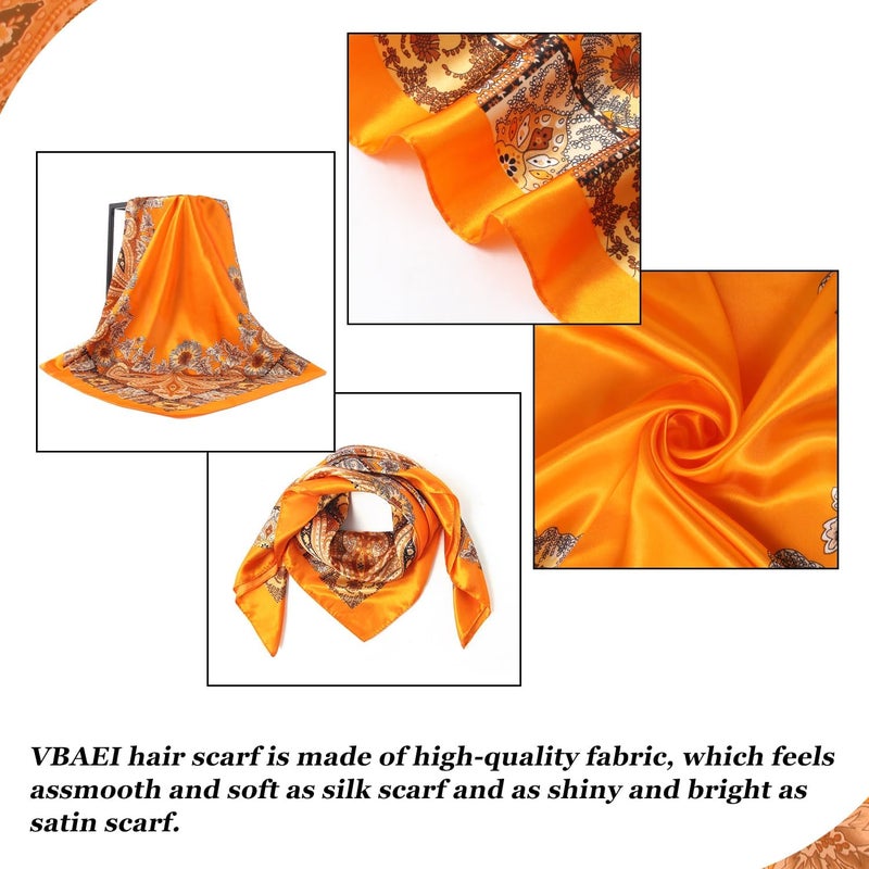 VBAEI 35” Large Square Satin Head Scarf - 1Pcs Satin Hair Scarf Silk Bandana Head Wraps For Women - Image 2